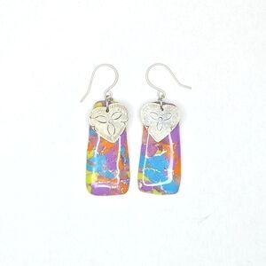 Neon Rainbow Heart Charm Earrings